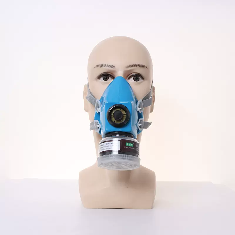 批发绿栏杆单罐防毒口罩头戴式活性炭过滤防毒面具自吸过滤