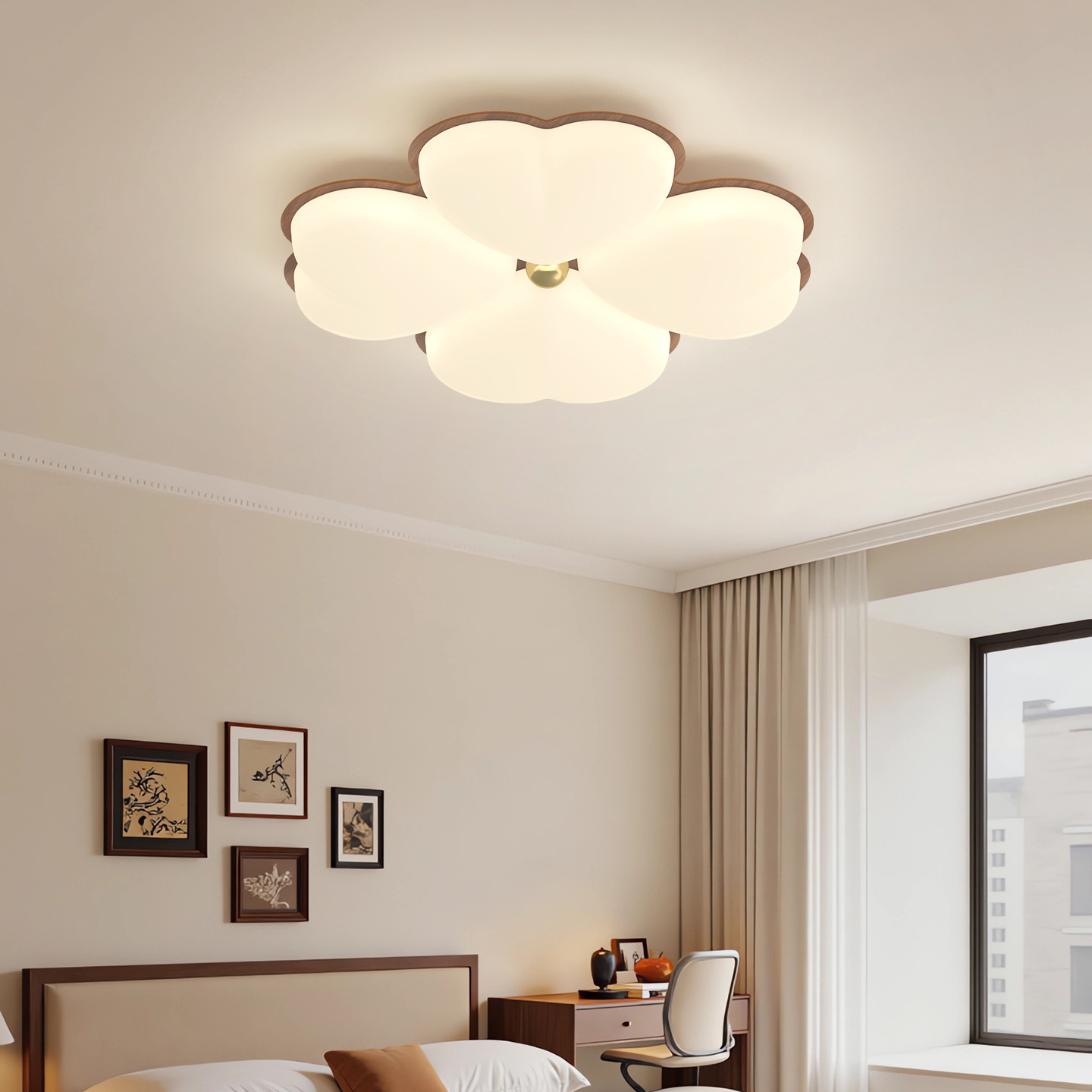 Luz de techo del dormitorio medieval crema de viento retro 2026 nueva flor princesa habitación de niños estudio luz de techo 453L