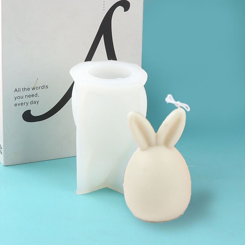 Pascua conejo vela molde de silicona DIY hecho a mano conejo aromaterapia vela yeso fragancia molde de silicona