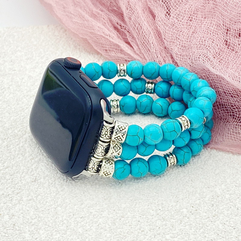 Cross-border bohemian turquoise volcanic stone apple apple watch strap watch chain applicable to iwatch full series