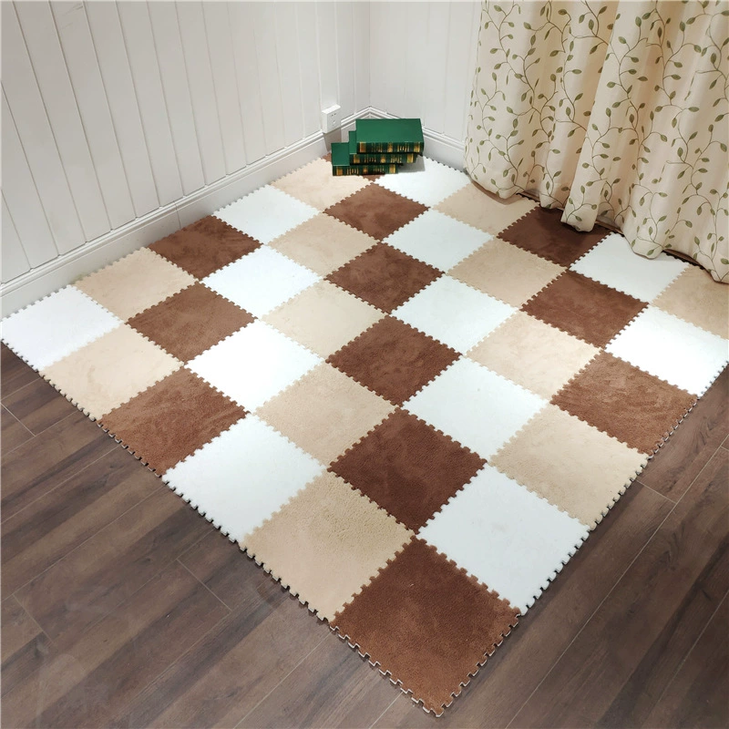 Fleece Carpet Mat, 30×30 cm, Thick Plush Interlocking Tile, Multiple Colors