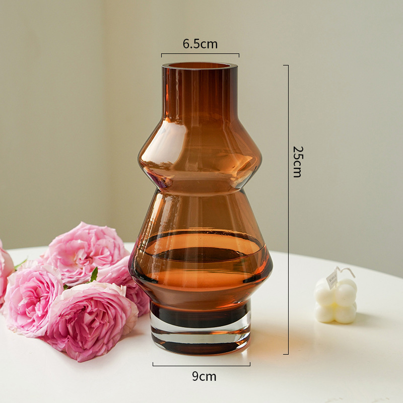 Vaso de viento de lujo ligero diseño floral de vidrio decorativo de mesa de la sala de estar