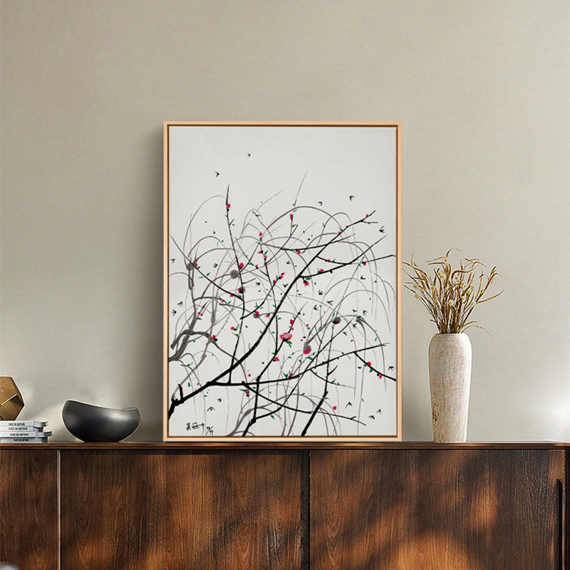 Niche art Wu Guanzhong dining room living room bedroom New Chinese decorative painting log style freehand style home hanging painting