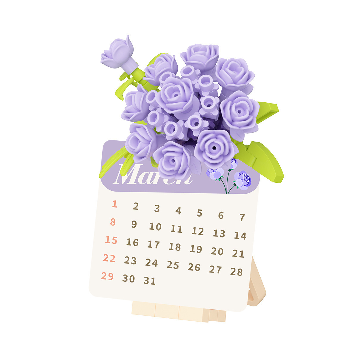Bloques de construcción compatibles flores de diciembre calendario de alta decoración de escritorio rosa diy hecha a mano para niños puzzle juguetes transfronterizos