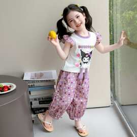 女童夏季无袖套装2026新款儿童花边波点背心防蚊裤宝宝夏装两件套