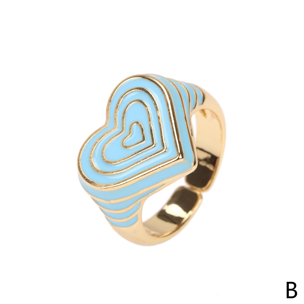 Candy Color Love Enamel Ring Female Fashion Design Drop Oil Forefinger Ring New Fashion Factory In Stock display picture 13