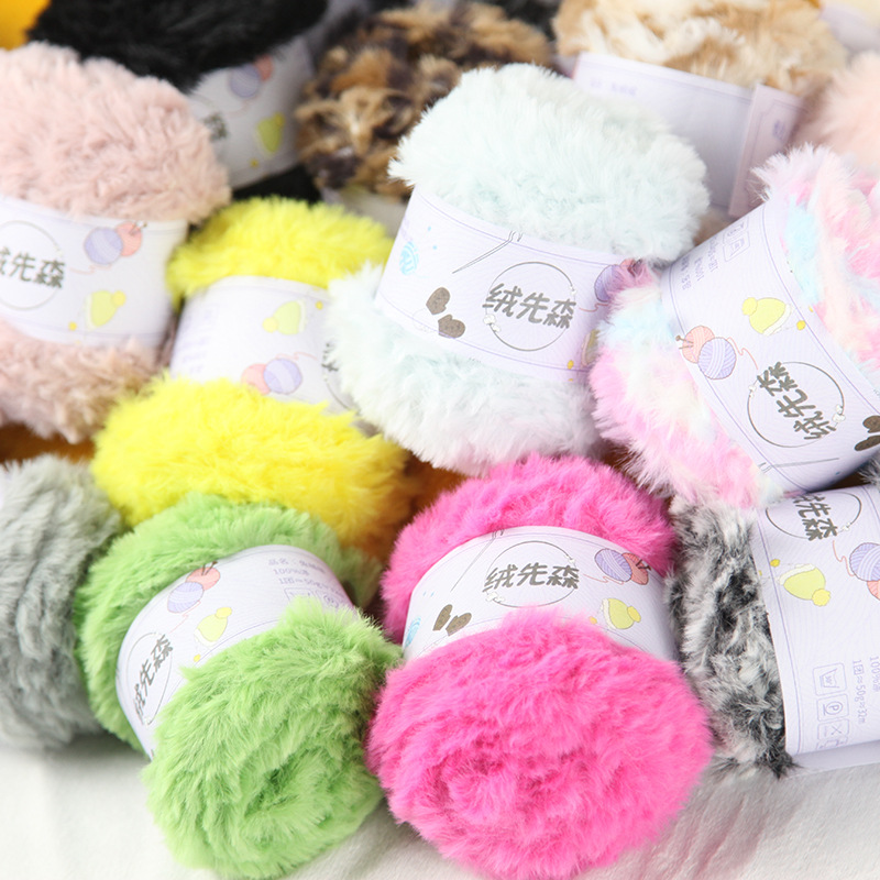 25MM color de la línea de piel de conejo hilo de lana completa al por mayor juguete de ganchillo bricolaje sombrero hilo de piel terciopelo de visón