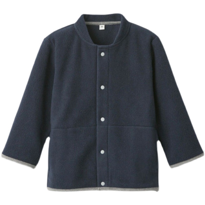 Japanese Unprinted Kidsren's Fleece Sweater, High-Quality Stand-Up Collar Jacket, Small Outwear, Sweatshirt, Autumn and Winter Warm Clothes for Boys and Girls