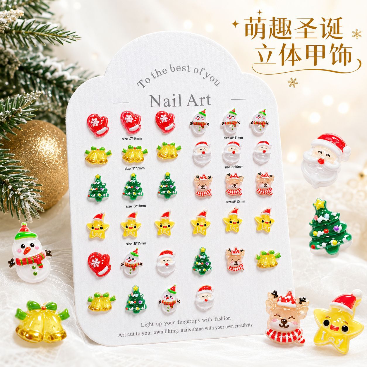 New Christmas Snowman Bell Cartoon Nail Art Resin DIY Nail Decorations Cute Snowman Accessories