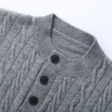 老钱风亨利领麻花毛衣冬季新款慵懒宽松针织衫保暖男士内搭打底衫，男装针织衫/毛衣，星座614