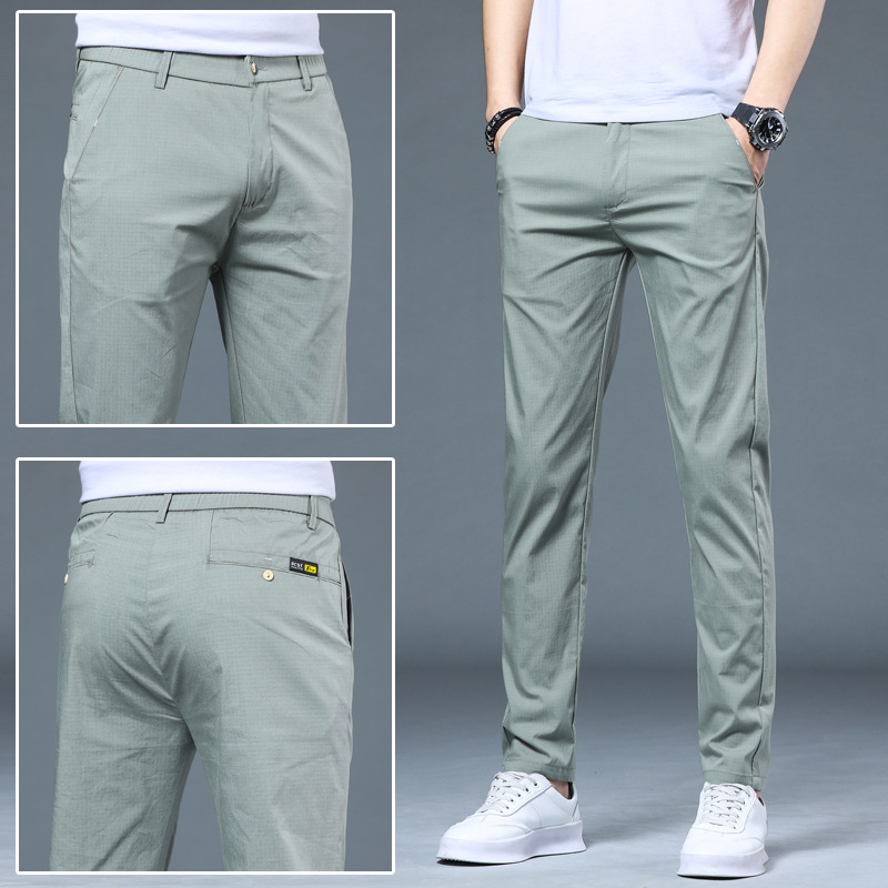 Spring and Summer New Casual Pants for Men, Slim Fit, Straight Leg, Breathable, Stretchy, Ice Silk, Versatile, Trendy Men's Pants Wholesale, Cool Sensation Spring and Summer New Casual Pants for Men, Slim Fit, Straight Leg, Breathable, Stretchy, Ice Silk, Versatile, Trendy Men's Pants Wholesale, Cool Sensation