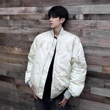 美式高街羽绒棉服男款冬季加厚潮牌cleanfit外套刺绣飞行员棒球服