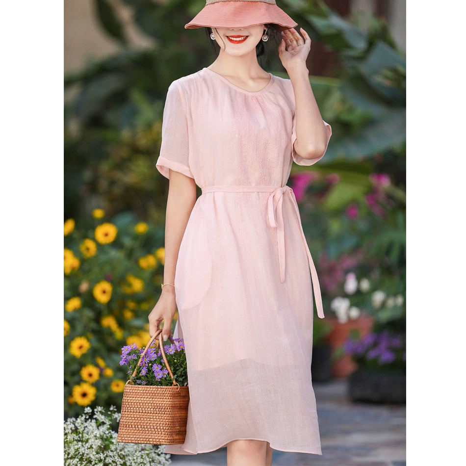 2021 новая Оригинальная Женская одежда из хлопка и льна с фактурной вышивкой рами, юбка на шнуровке с длинными рукавами