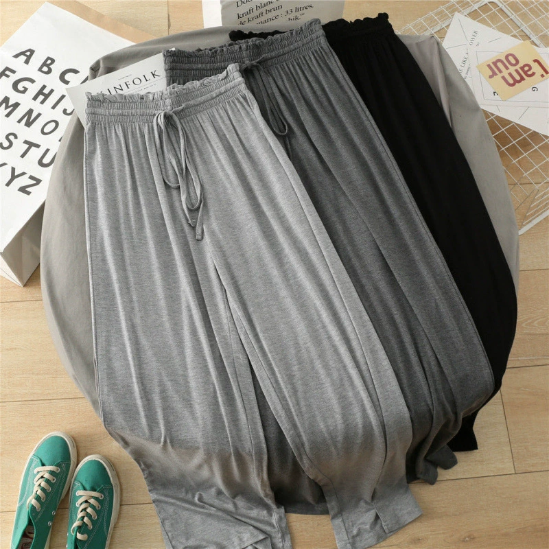 Удобные и мягкие утягивающие драпированные брюки из модального волокна с высокой талией для женщин, весенние повседневные брюки длиной до пола