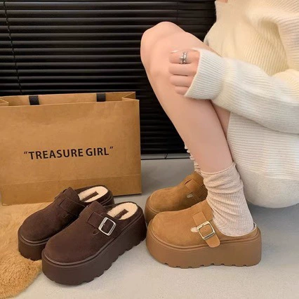 Туфли Birken на толстой подошве женщины носят 2024 новые осенние и зимние плюшевые ватные тапочки