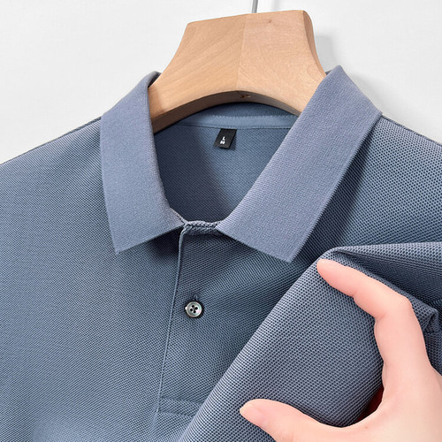 Men's Polo Shirt with Collar Short Sleeve Pure Cotton T-Shirt for Middle-aged Men 2025 New Summer High Quality Casual Solid Color Top 