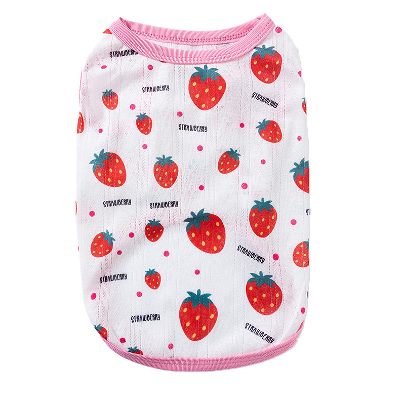 Estilo de primavera y verano perro fresa fruta Corgi chaleco pequeño perro salchicha de dos patas ropa delgada para perros