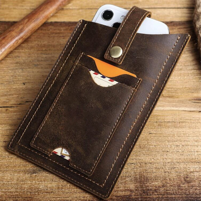 European and American Style Outdoor Wearing Belt Leather Mobile Phone Waist Bag Waist Hanging Portable Mobile Phone Case Mobile Phone Storage Bag