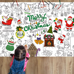 新しいクリスマス着色紙の食事マット子供のカラー落書きクリスマス装飾は使い捨て紙のテーブルクロスを配置します。