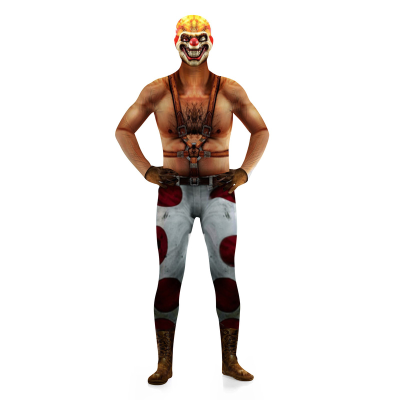 New Halloween Sweet Tooth Horror Clown Cosplay Suit Jumpsuit Performance Suit