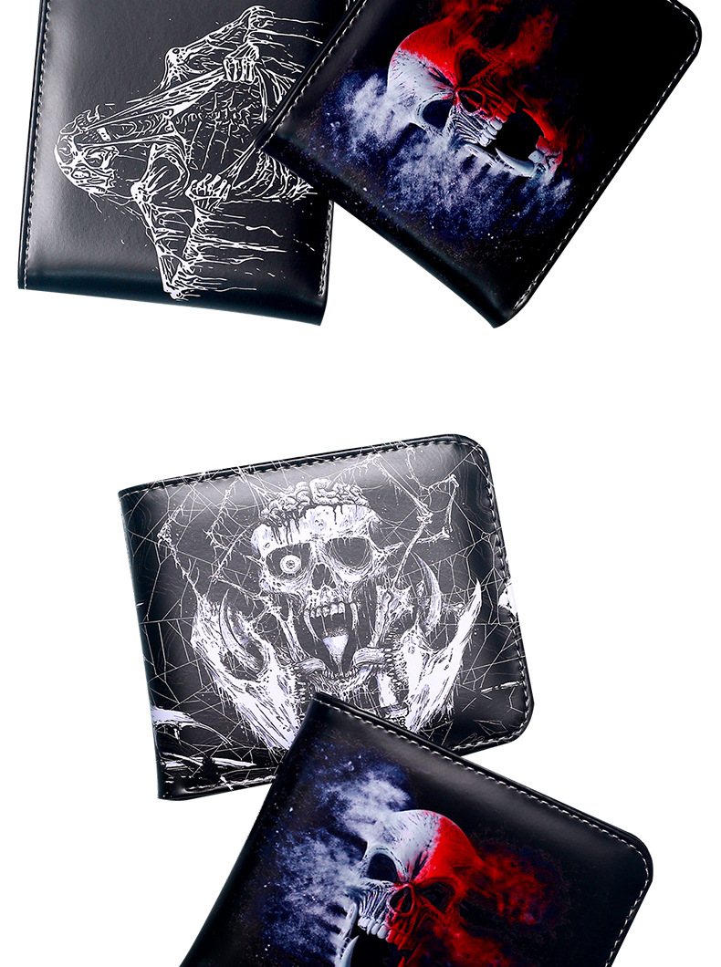 Men's Skull PVC Open Wallets display picture 7