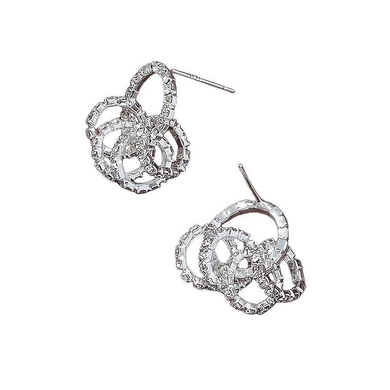 Nuevo rhinestone 5 pendientes círculo Cruz Corea del Sur dulce pequeño círculo pendientes moda europea y americana personalizada pendientes redondos image 5