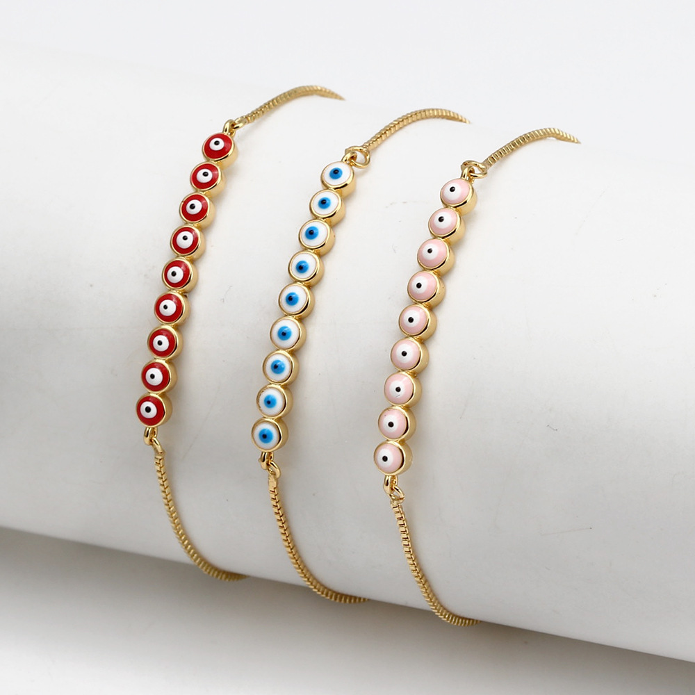 Simple Style Devilu0027S Eye Copper Enamel Bracelets 1 Piece