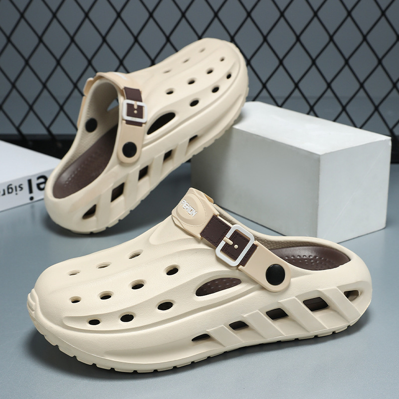 Nuevo estilo de los hombres, ligero, cómodo, tendencia, moda, ocio diario, punta redonda, color a juego, transpirable, zapatos con agujeros para hombres Baotou