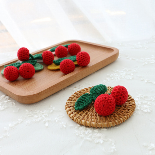 Tassel cherry children's hairpin handmade crochet wool baby BB clip hairpin cross-border best-selling hair accessories finished product