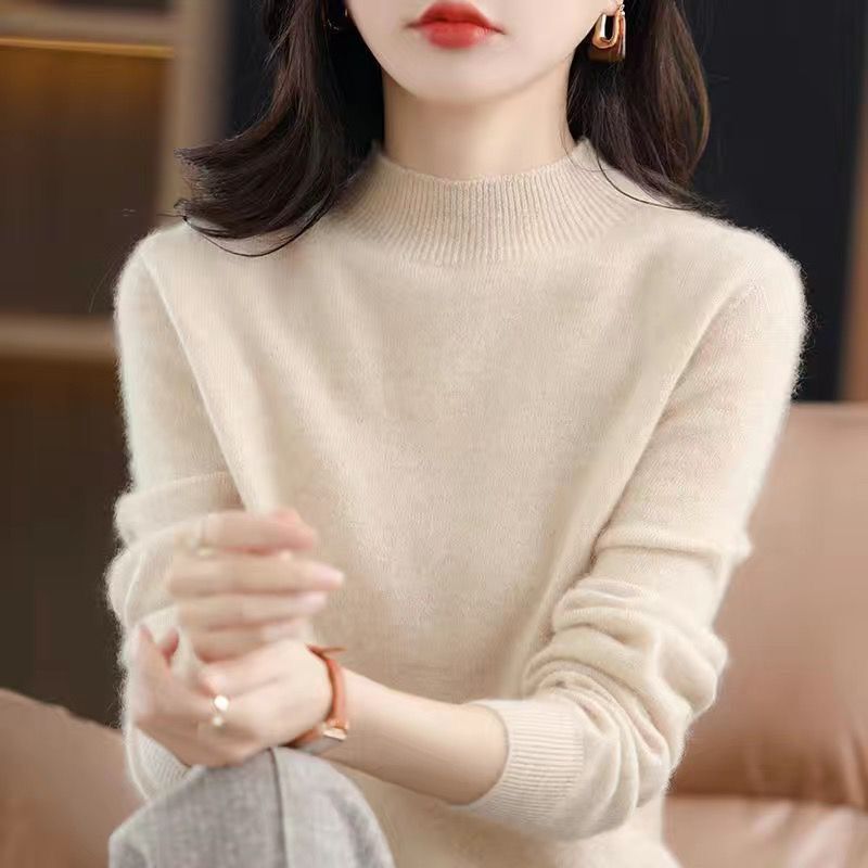 秋冬の新型の中襟のセーターの女性のプルオーバーのニットの中は長袖を掛けます。|undefined