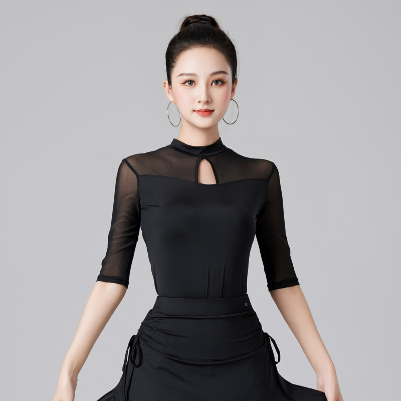 Latin Dance Top Women's New Summer Adult Dance Practice Clothes Dance Clothes Mid-Sleeve Modern Dance Clothes High Grade Ballroom Dance