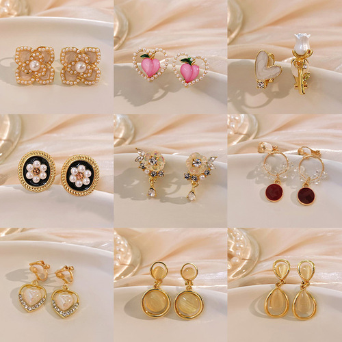 New pearl ear clip for women without pierced ears, high-end niche design, simple and versatile ear bone clip, temperament earrings wholesale