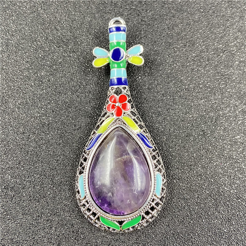 Gem Inlaid Pipa Multicolor Pendant Brooch Necklace Accessories display picture 6