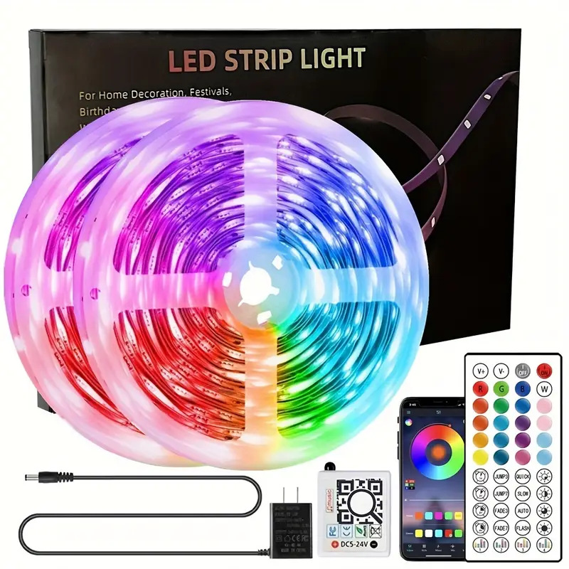 Nuevos productos transfronterizos 24V3535RGB banda de luz 44 teclas música bluetooth APP atmósfera banda de luz LED barra de luz autoadhesiva luz suave