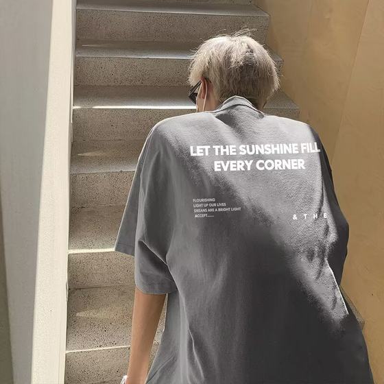 New Short-sleeved T-shirt Men's 2025 Summer Korean-style Fashionable Half-sleeved Top Hong Kong-style Loose Casual Trendy Brand T-shirt for Men