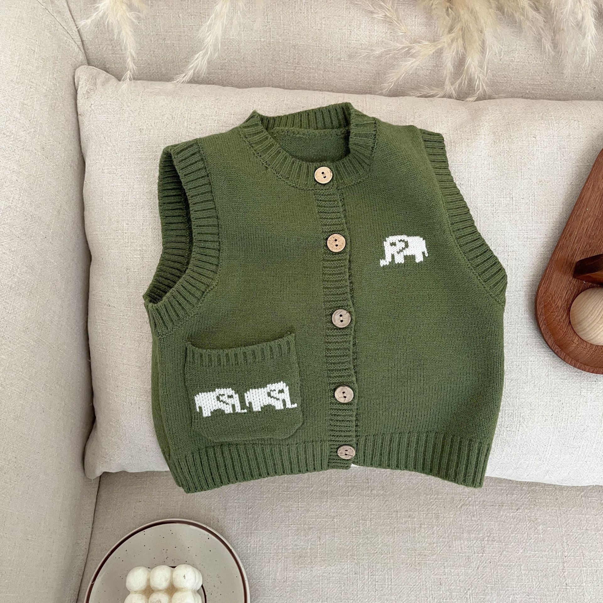 Ropa de primavera para bebés coreanos, ropa de primavera para bebés, dibujos animados, suéter universal, chaleco para recién nacidos, chaleco de punto para niños primavera