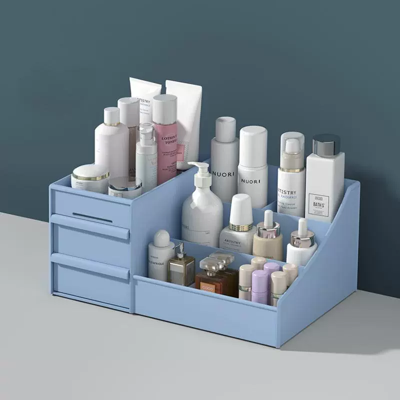 Makeup Organizer Drawer Box, Plastic Cosmetics Storage, Medium 28.5×17×12.5 cm, Dressing Table