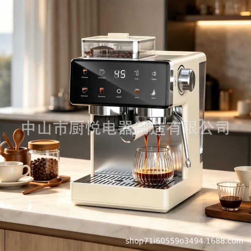 New home-use automatic coffee machine, exclusively for cross-border OEM customization, with a color screen, multifunctional, capable of frothing milk and grinding beans in one device New home-use automatic coffee machine, exclusively for cross-border OEM customization, with a color screen, multifunctional, capable of frothing milk and grinding beans in one device