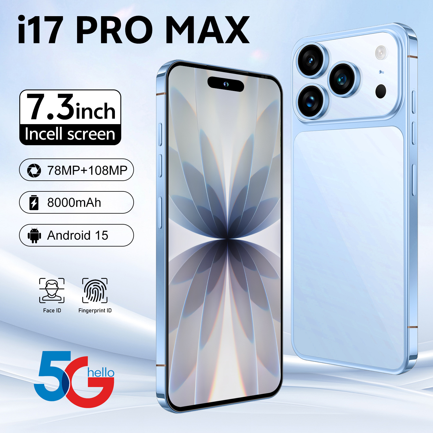 Cross-Border Best-Selling I17 Promax Android 16+1t Smartphone 7.3inch Large-Screen Mobile Phone Factory Direct Sale