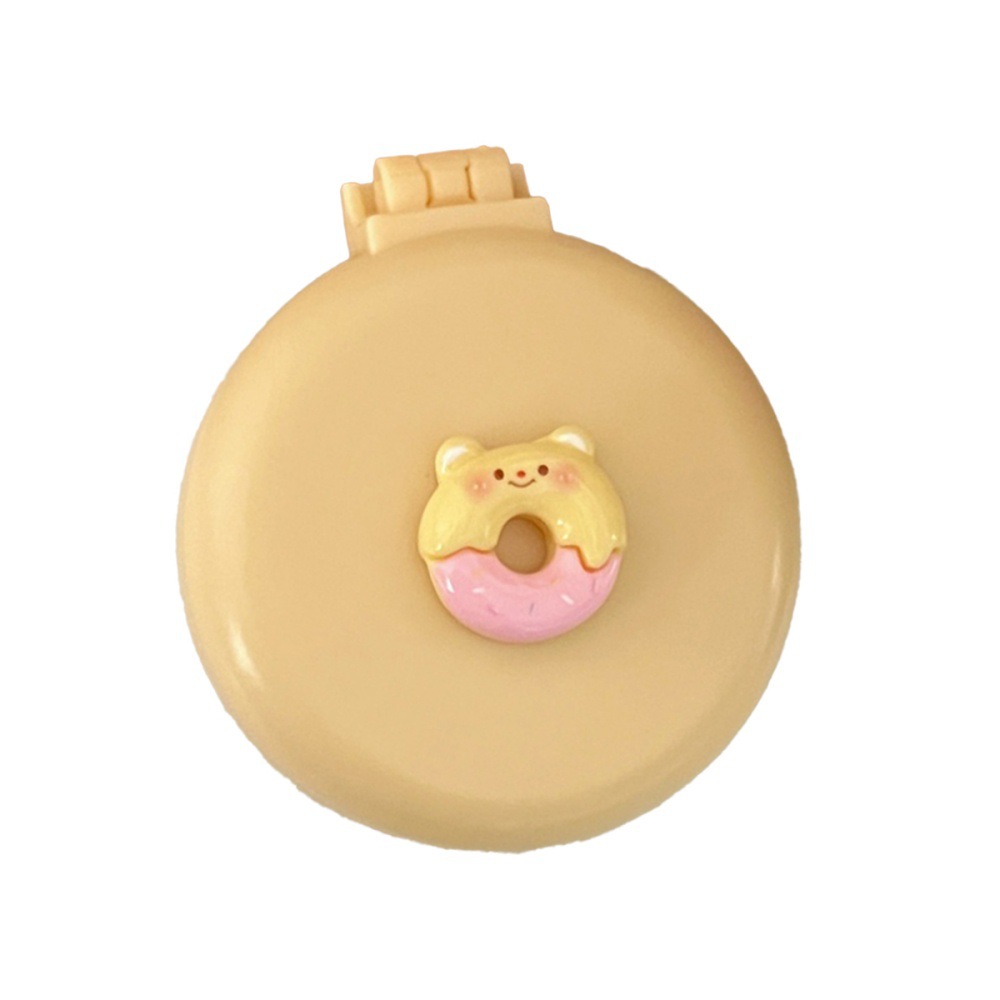 Caricatura encantadora oso plegable un solo espejo pein de corazón de niña portátil mini pequeño espejo de maquillaje de aire pantalon