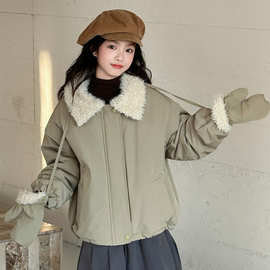 女童棉服秋冬款2025新款儿童翻领棉衣大童韩系洋气保暖冬装外套