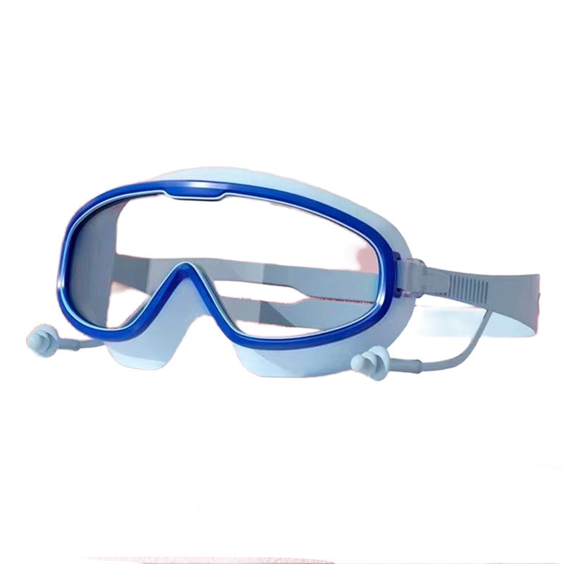 Blue large frame swimming goggles