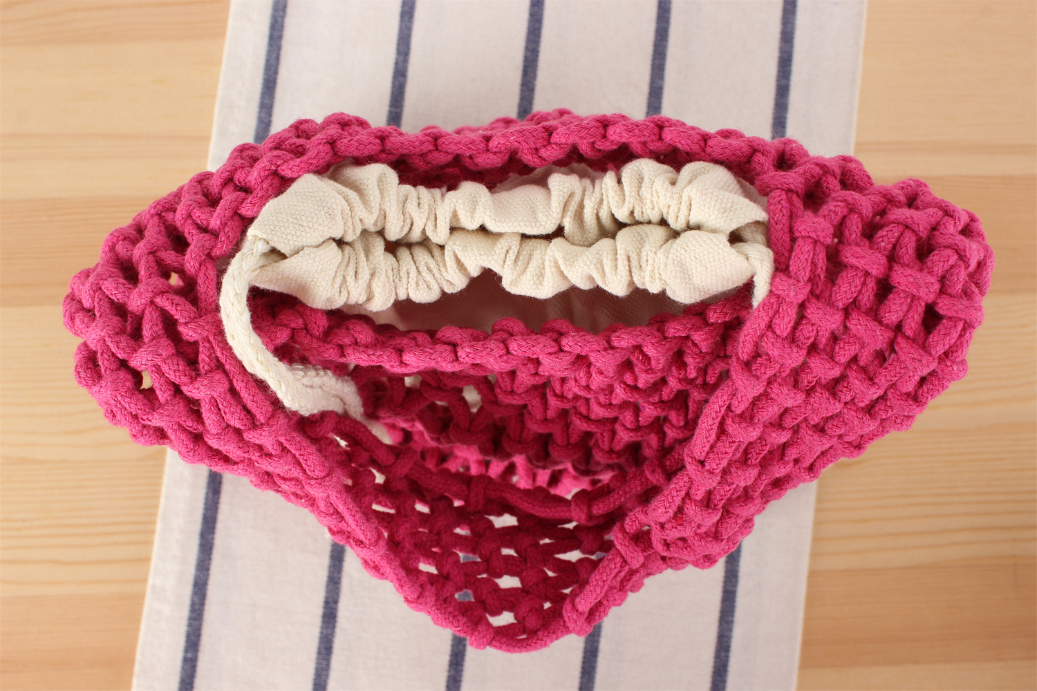 Borsa a tracolla in corda di cotone intrecciata stile macaron_voghion.com