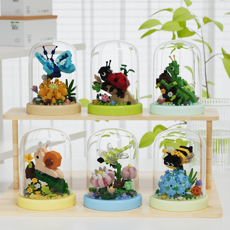 Chao Le Chuang 7423-7428 Insectos Construyendo Animales Abeja Mariposa Bloques de construcción Flor Juguetes para niños Compatible con Lego