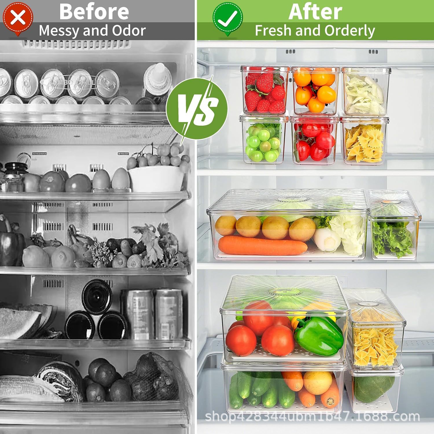 Transfronterizo Amazon caja de almacenamiento de conservación fresca transparente tipo cajón con tapa de plástico rectángulo refrigerador doméstico acabado de frutas y verduras