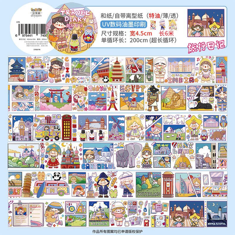 2m Cartoon Food Street Washi Tape – Creative DIY Sticker for Scrapbooking by Brand Xinqi Xin