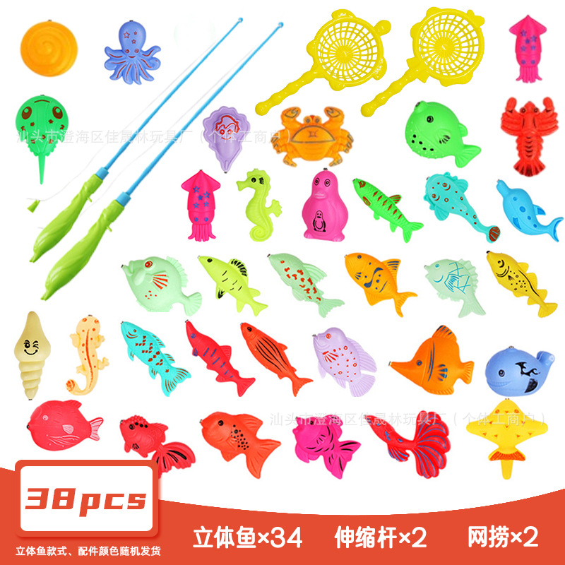 38개 세트(물고기 34개 + 막대 2개 + 낚시 2개)