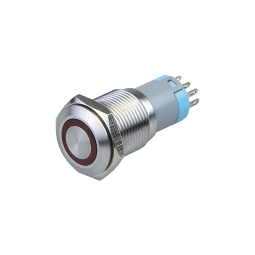 金属按钮带灯开关安装孔直径16mm 自复 金属防水开关 金属防爆