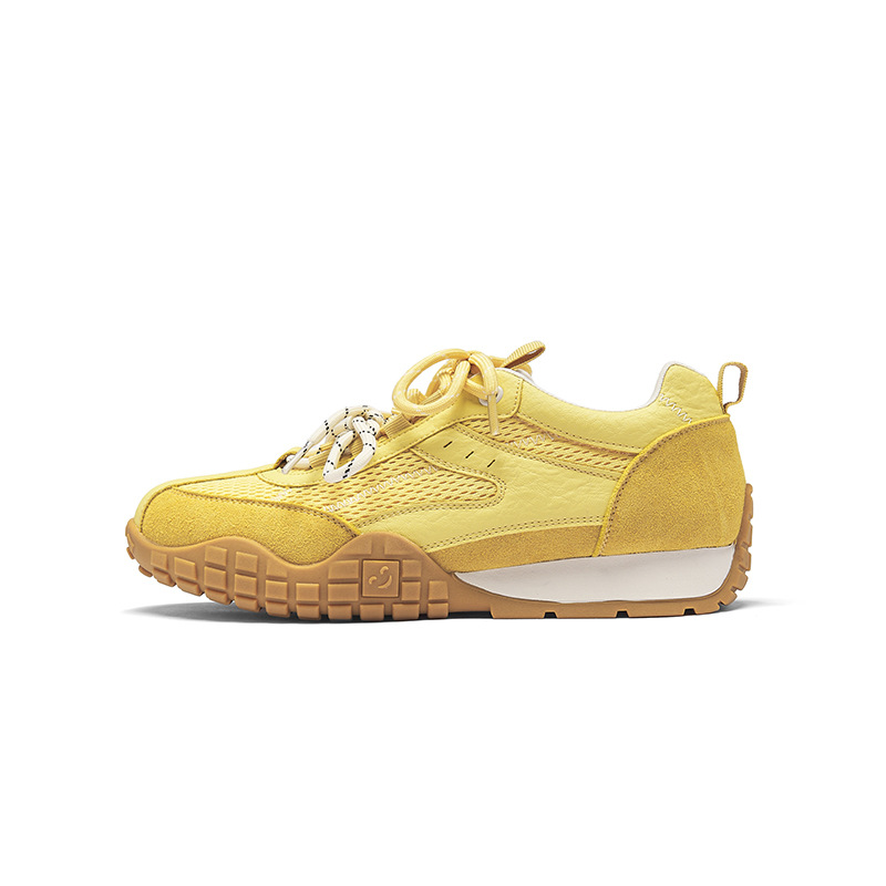 Zapatos de entrenamiento para mujeres 2026 nuevos zapatos casuales de malla de primavera retro amarillo Gump
