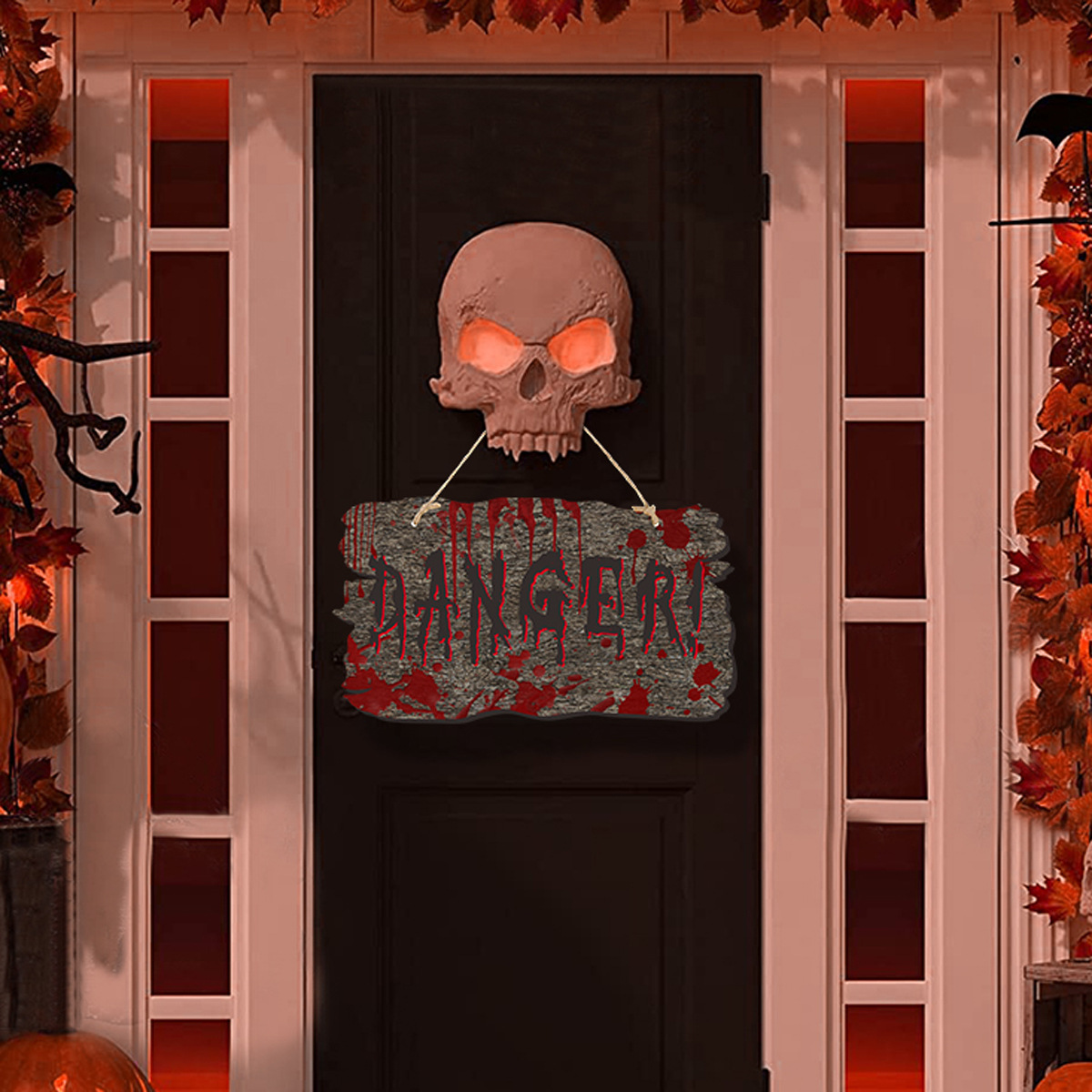 Halloween wooden door number ghost festival haunted house horror atmosphere decoration with blood handprint hanging customization_voghion.com
